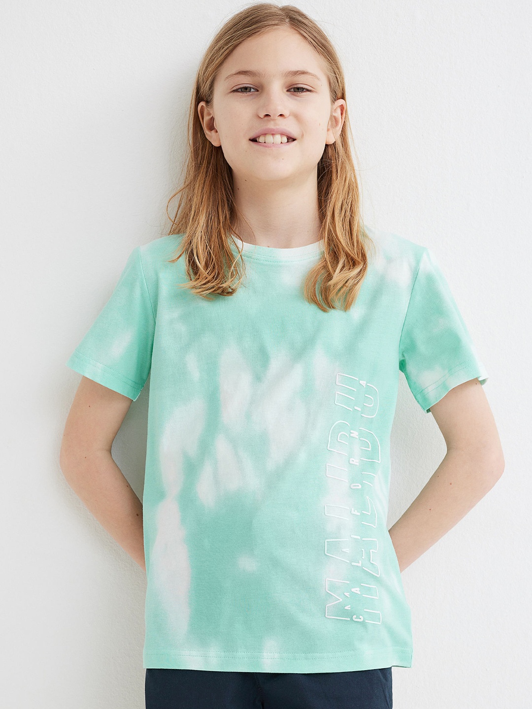 

H&M Turquoise Blue & White Printed T-shirt