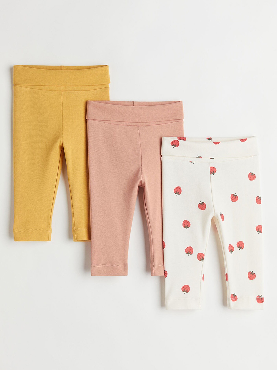 

H&M Pink & Yellow 3-Pack Leggings, White