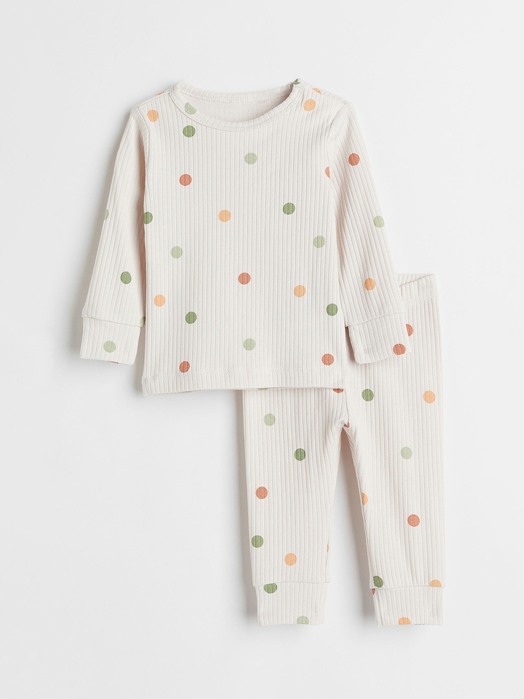 

H&M Girls White & Green Printed 2-Piece Ribbed Cotton Set
