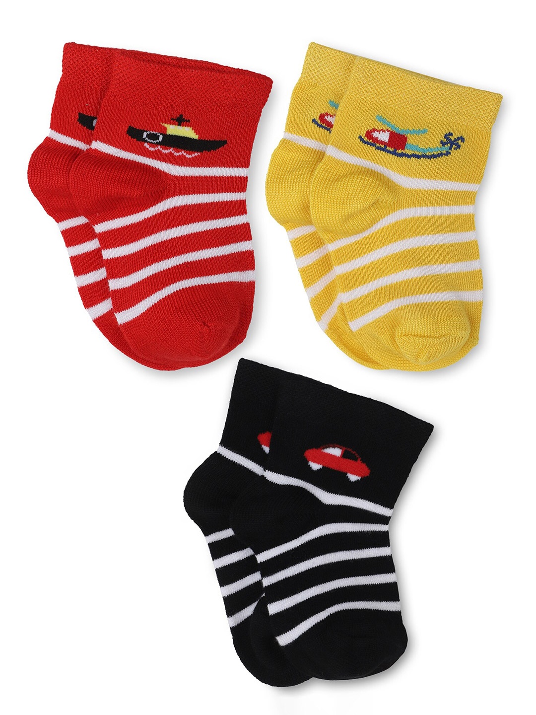 

Bodycare Boys Set Of 3 Assorted Patterned Ankle Length Cotton Socks