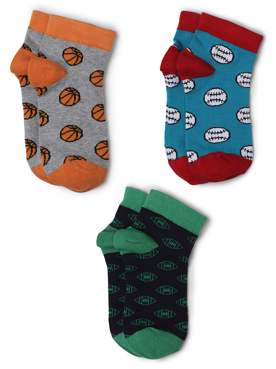 

Bodycare Pack of 3 Grey & Navy Blue Cotton Ankle-Length Socks