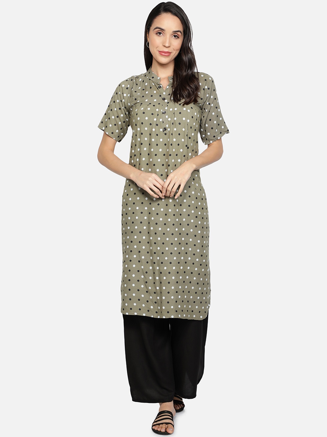 

Fabclub Women Green Printed Kurta with Palazzos