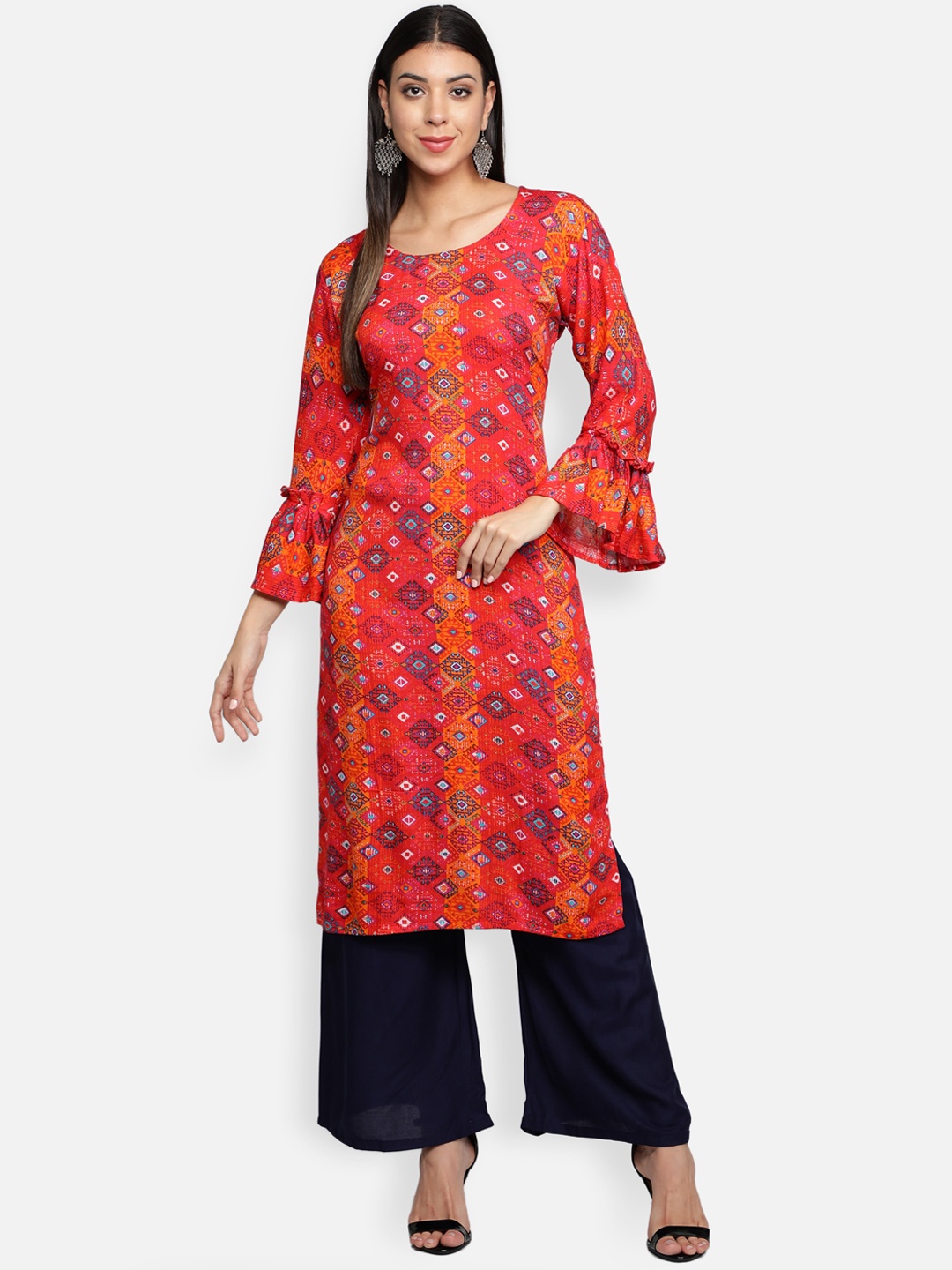 

Fabclub Women Pink Floral Printed Kurta with Palazzos