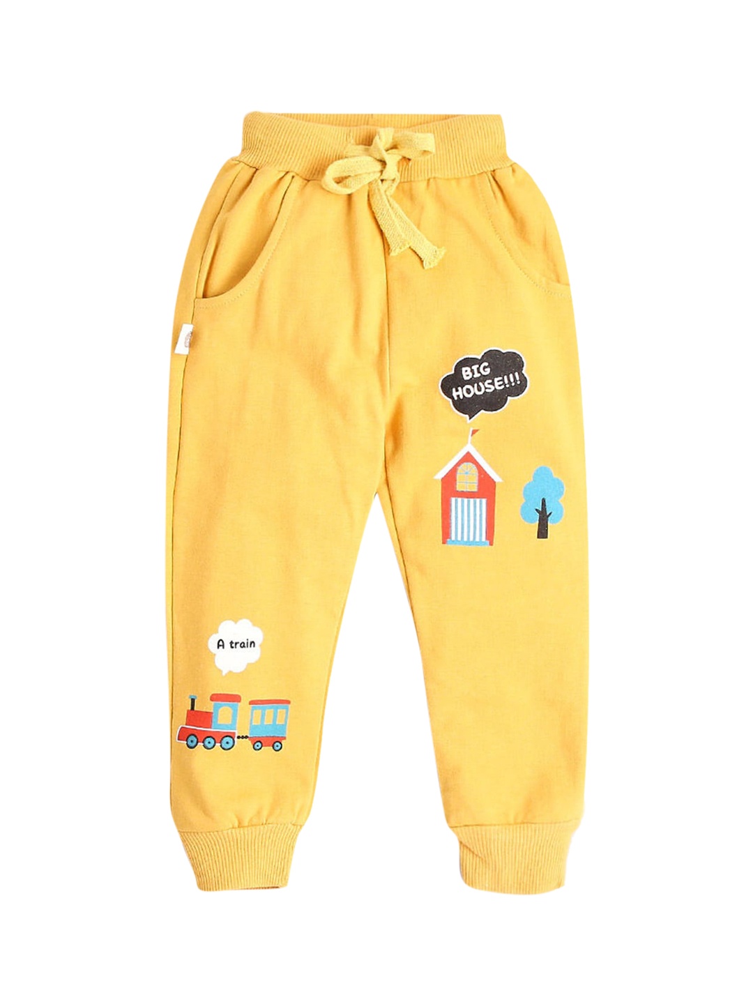 

Hopscotch Boys Yellow Solid Cotton Regular Joggers