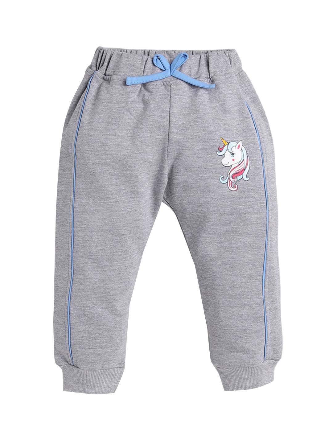 

Hopscotch Girls Grey Solid Pure Cotton Track Pants