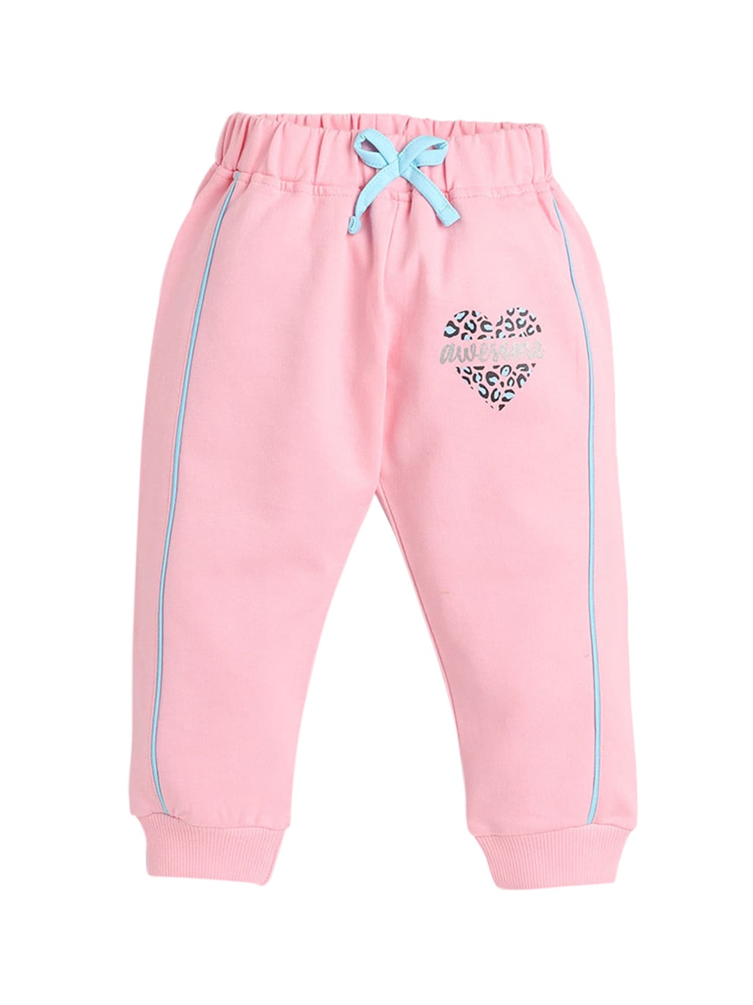 

Hopscotch Girls Pink Solid Pure Cotton Joggers