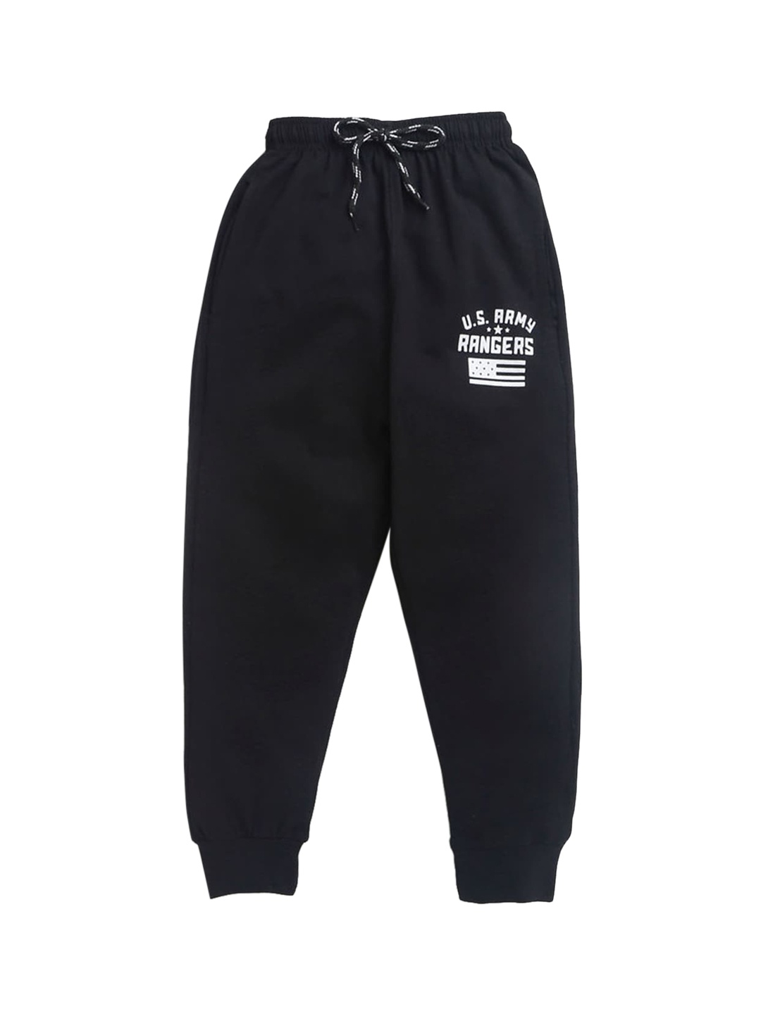 

Hopscotch Boys Black Printed Pure Cotton Joggers