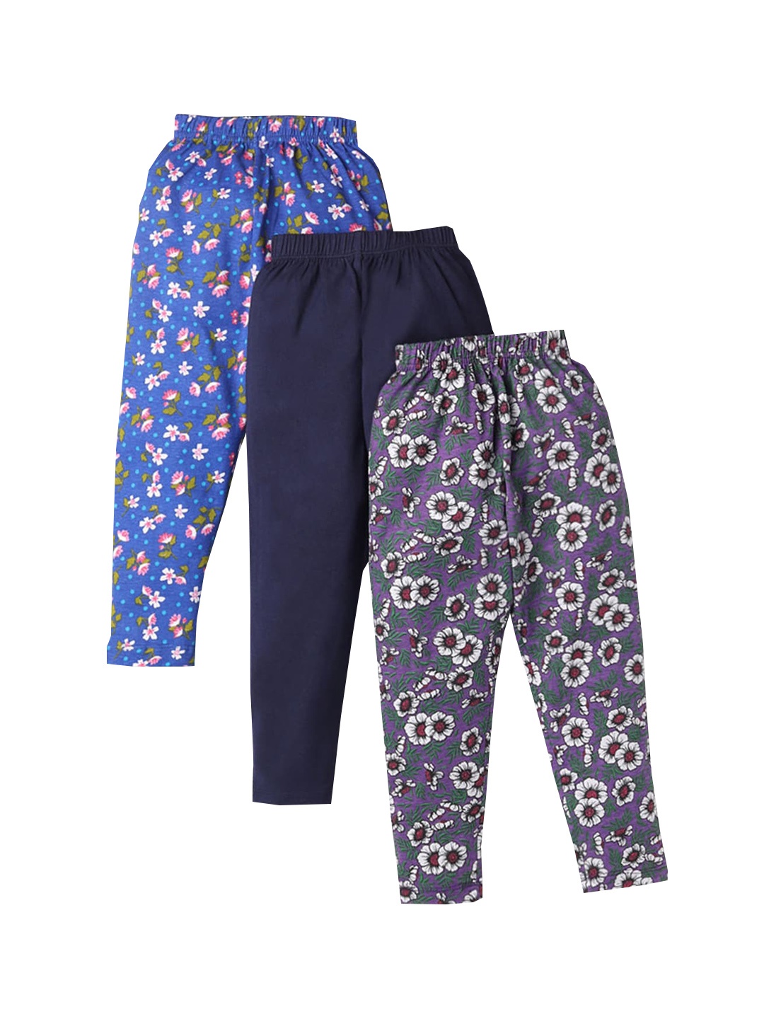 

Hopscotch Girls Pack Of 3 Printed Pure Cotton Leggings, Multi