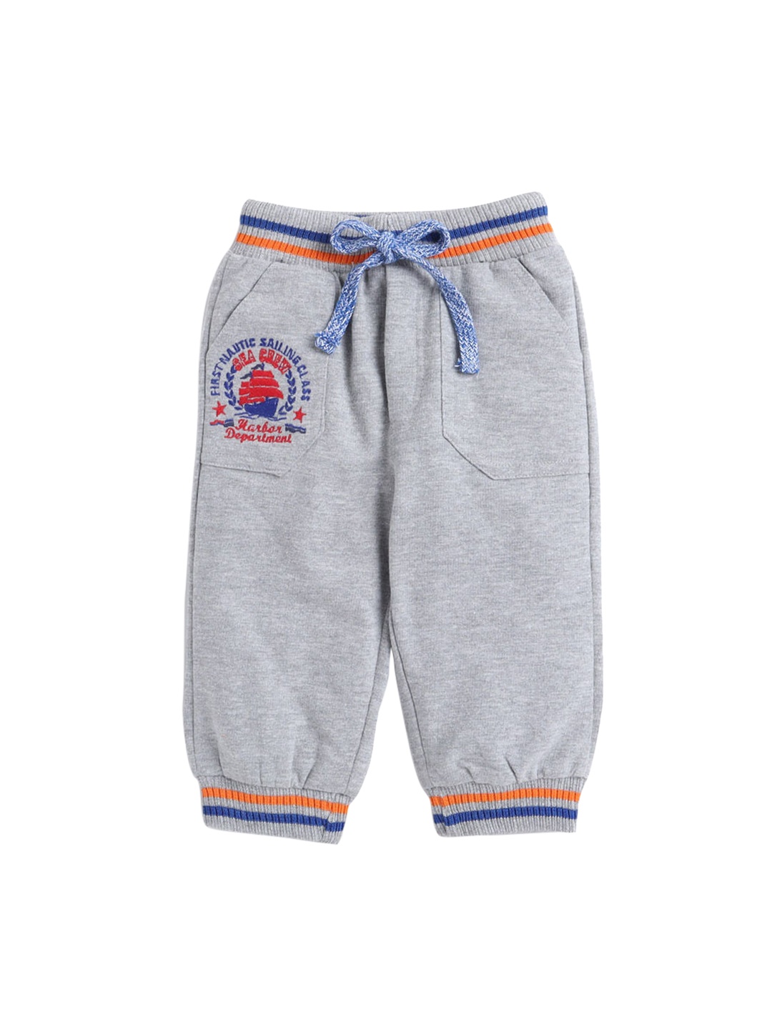 

Hopscotch Boys Grey Solid Cotton Joggers
