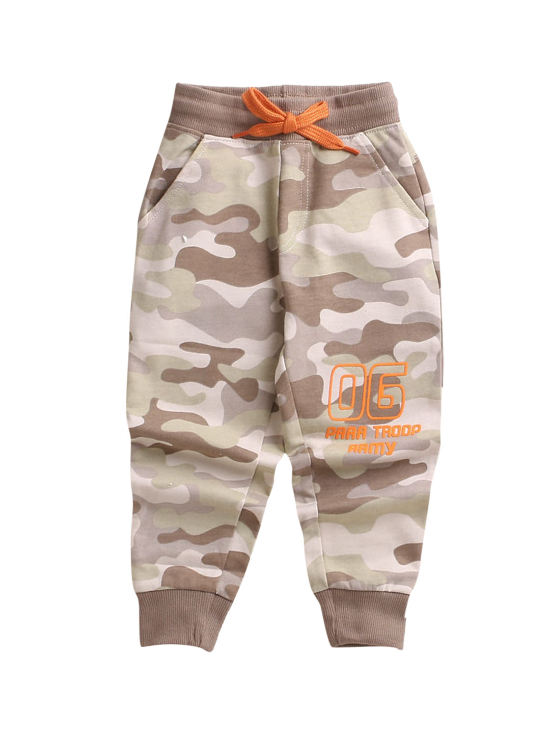 

Hopscotch Boys Grey Camouflaged Printed Track Pants 100% Cotton