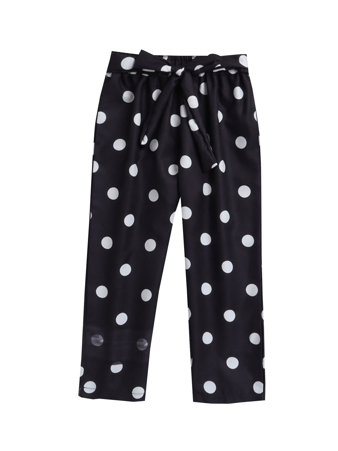 

Hopscotch Girls Black & White Polka Dots Printed Track Pants