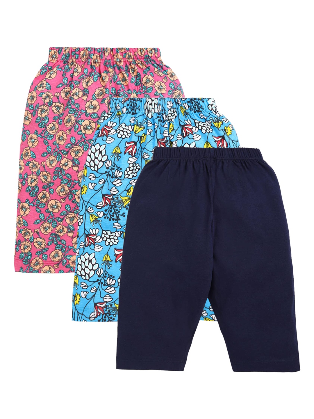 

Hopscotch Girls Navy Blue & Pink Pack Of 3 Pure Cotton Leggings
