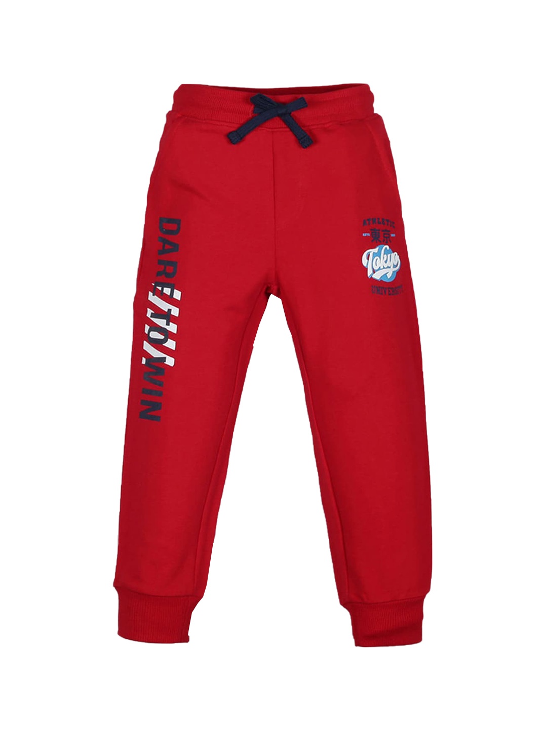

Hopscotch Boys Red Typography Printed Pure Cotton Jogger 100% Cotton