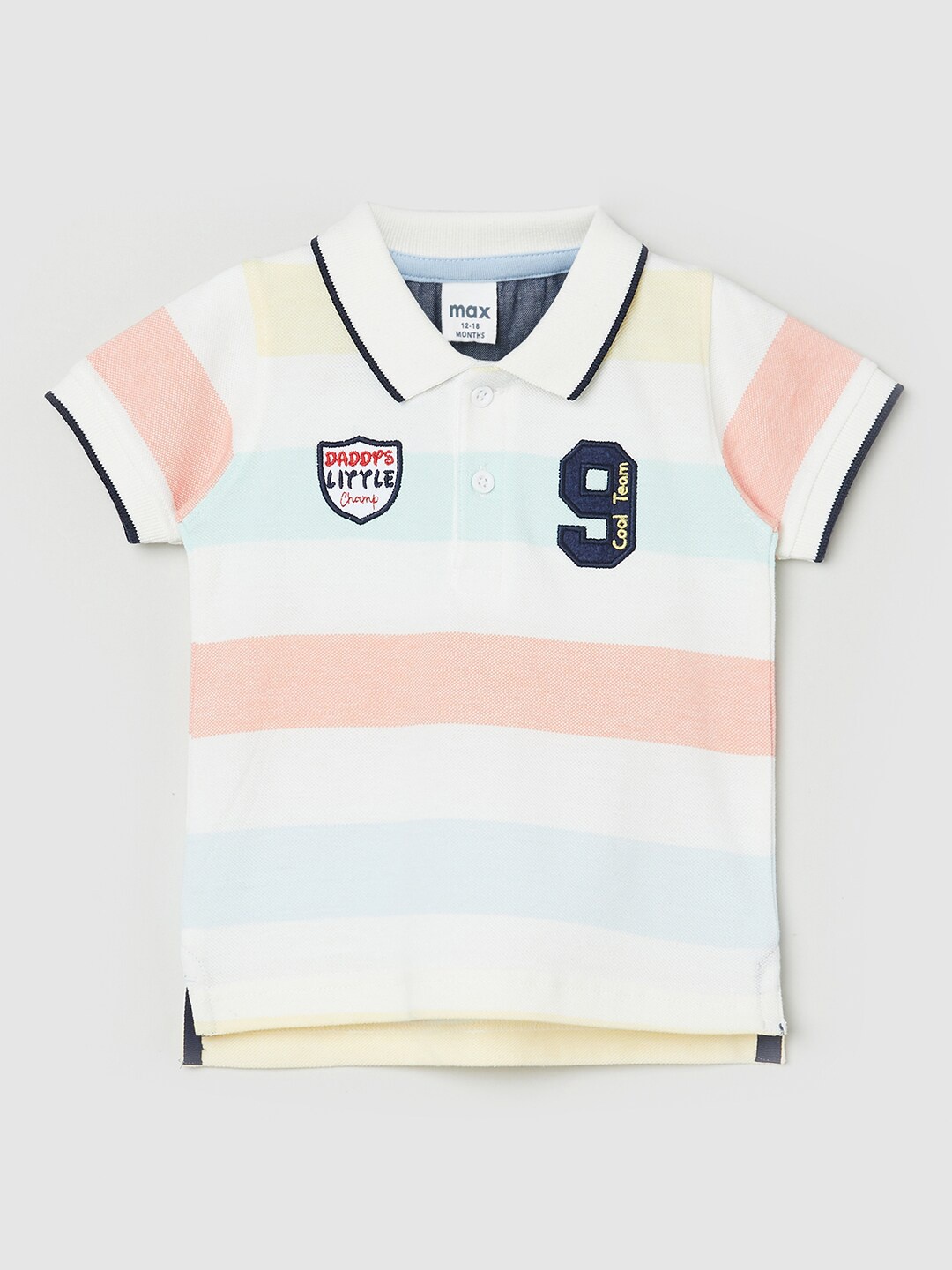 

max Boys Multicoloured Striped Polo Collar T-shirt, Multi