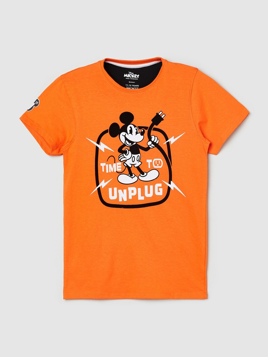 

max Boys Orange Mickey Mouse Printed Cotton T-shirt