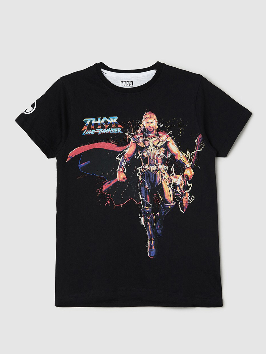 

max Boys Black Thor Printed Pure Cotton T-shirt