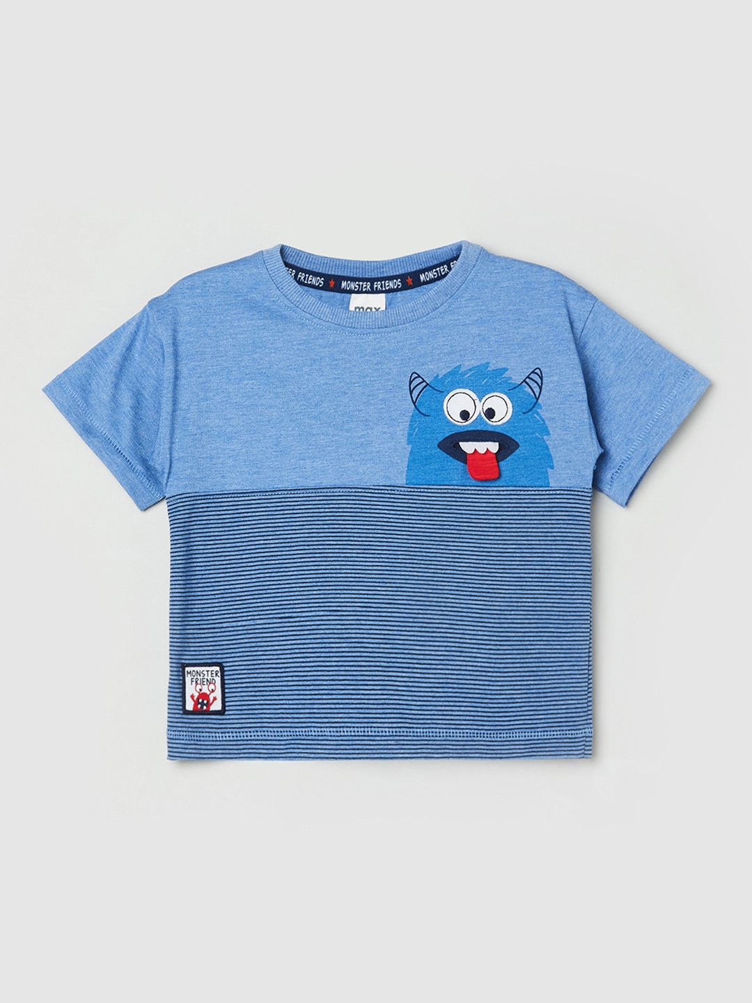 

max Boys Blue & White Striped Pure Cotton T-shirt