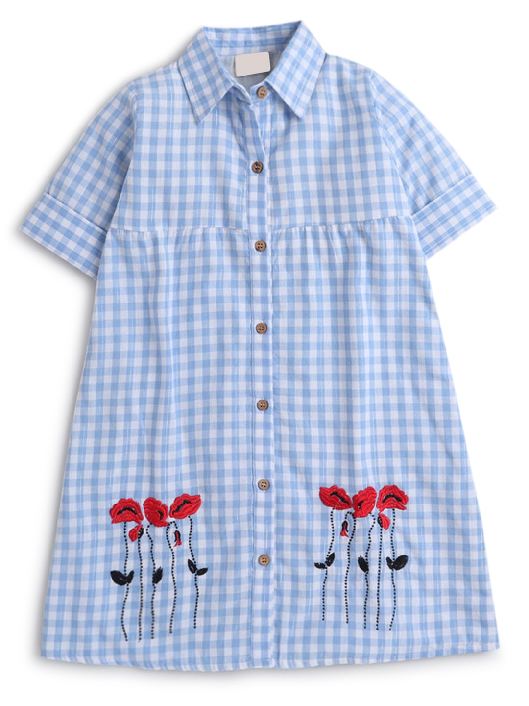 

Hopscotch Girls Blue Checked Cotton Shirt Dress