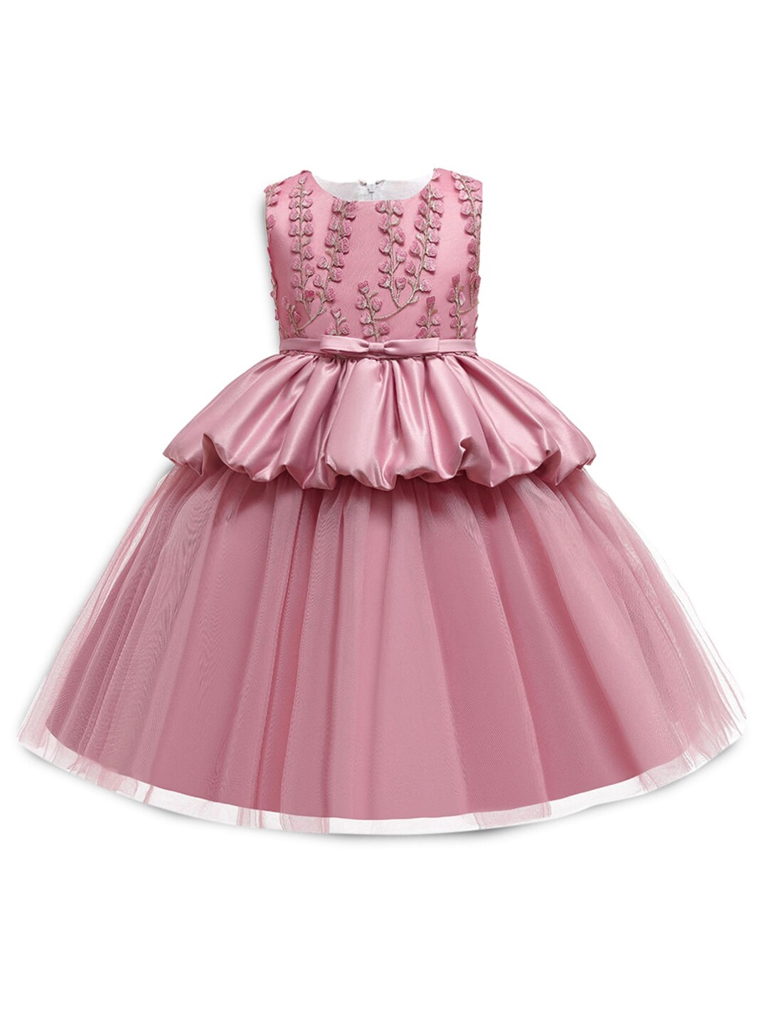 

Hopscotch Pink Floral Embroidered Dress