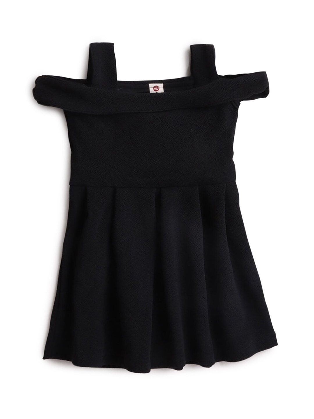 

Hopscotch Girls Black Solid Cold-Shoulder Sleeves Fit & Flare Dress