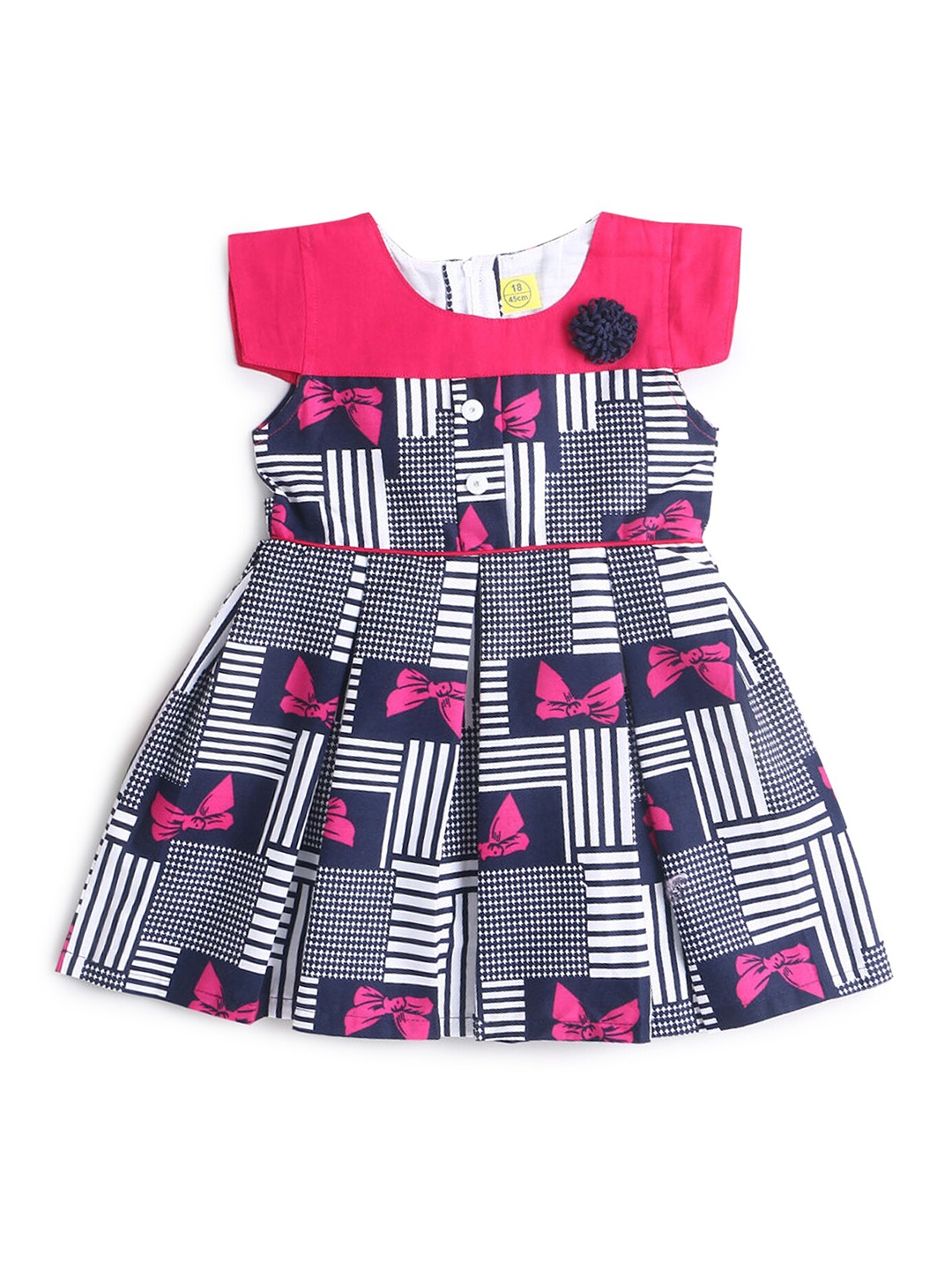 

Hopscotch Girls Pink Checked A-Line Cotton Dress