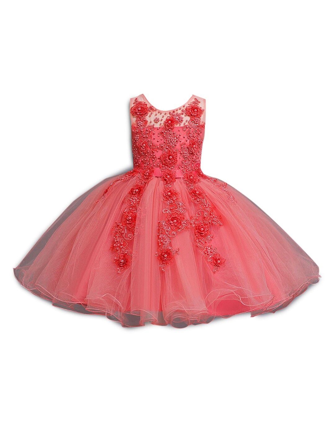 

Hopscotch Girls Coral Floral Net Dress