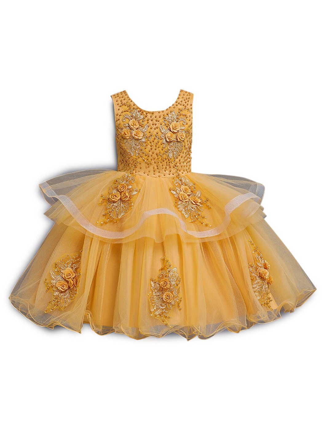 

Hopscotch Girls Yellow Embellished Maxi Dress