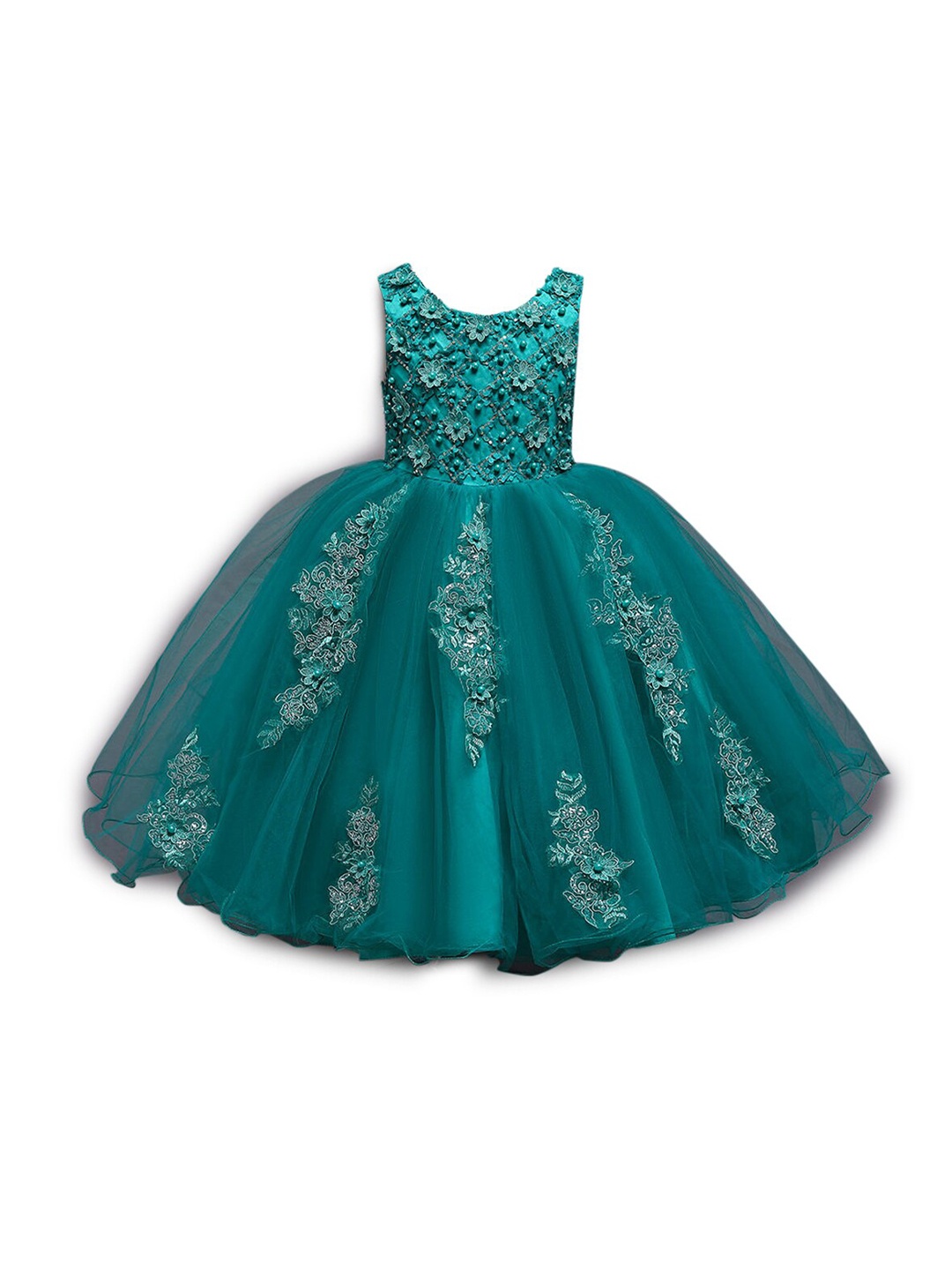 

Hopscotch Girls Green Embellished Net Dress