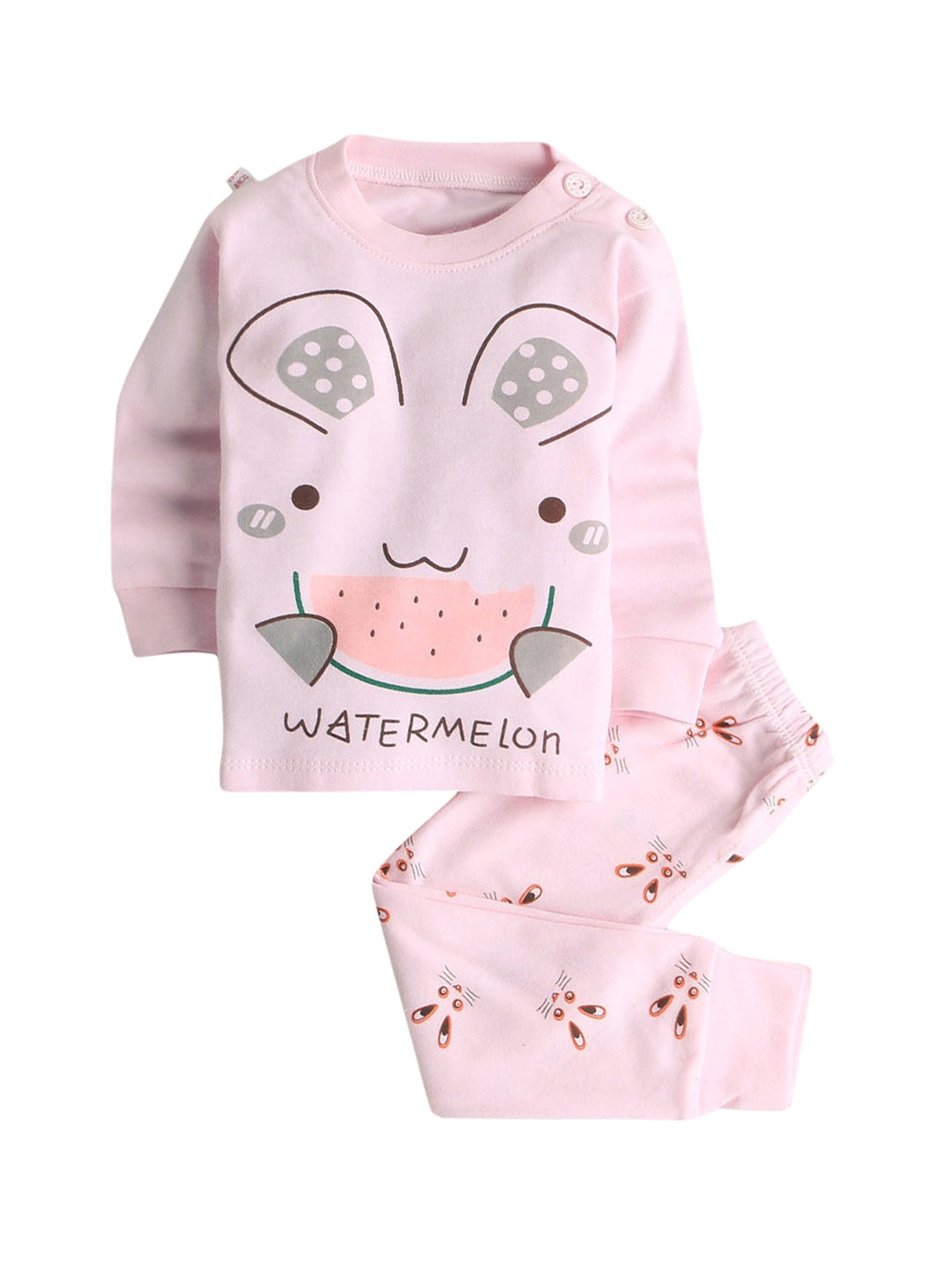 

Hopscotch Girls Pink Printed Night suit