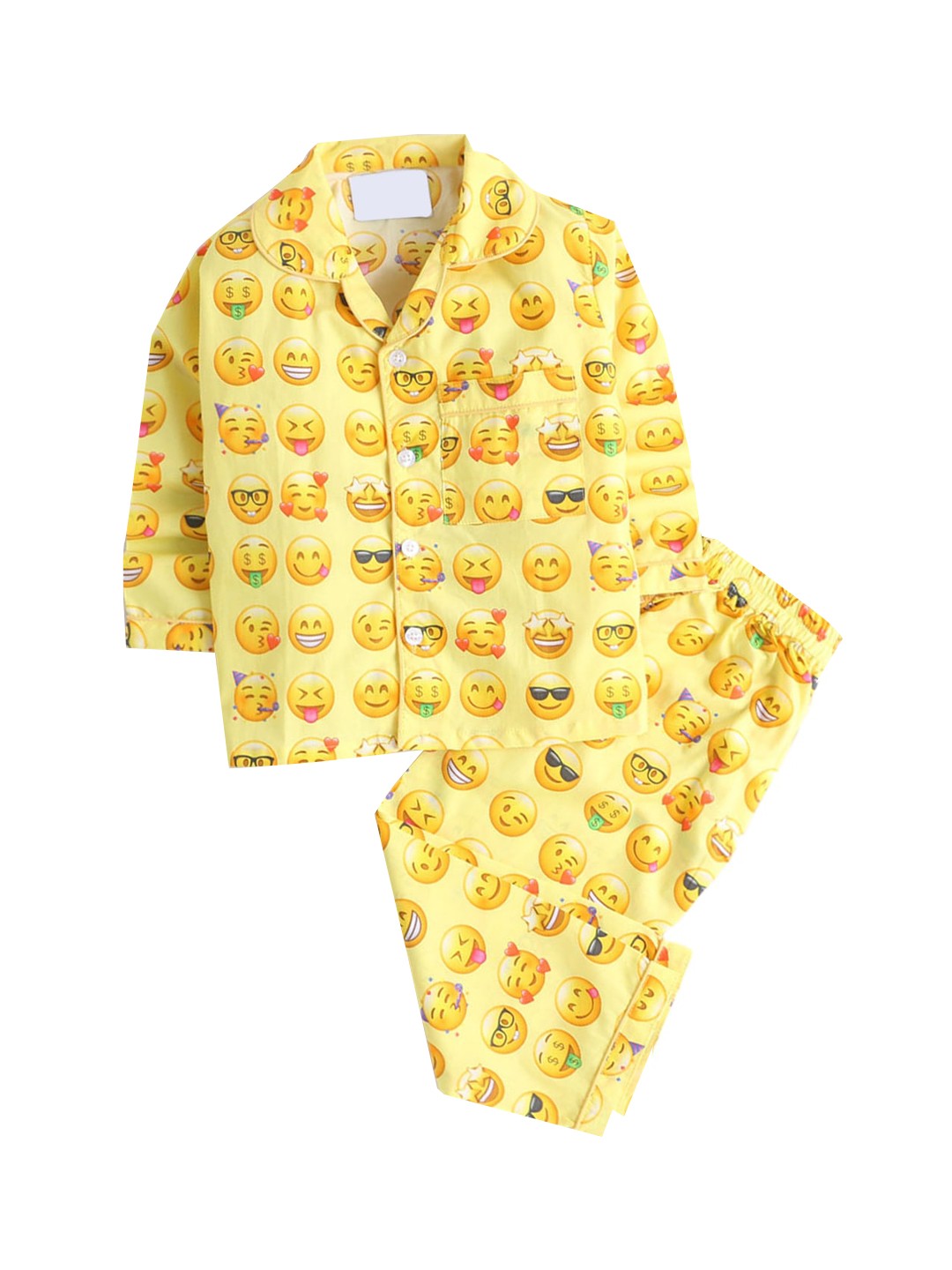 

Hopscotch Kids Yellow Printed Pure Cotton Night suit