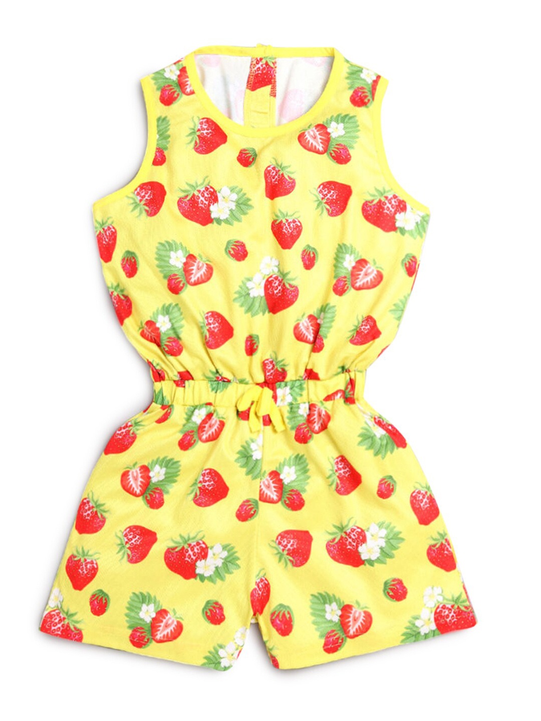 

Hopscotch Girls Yellow & Red Conversational Printed Playsuit