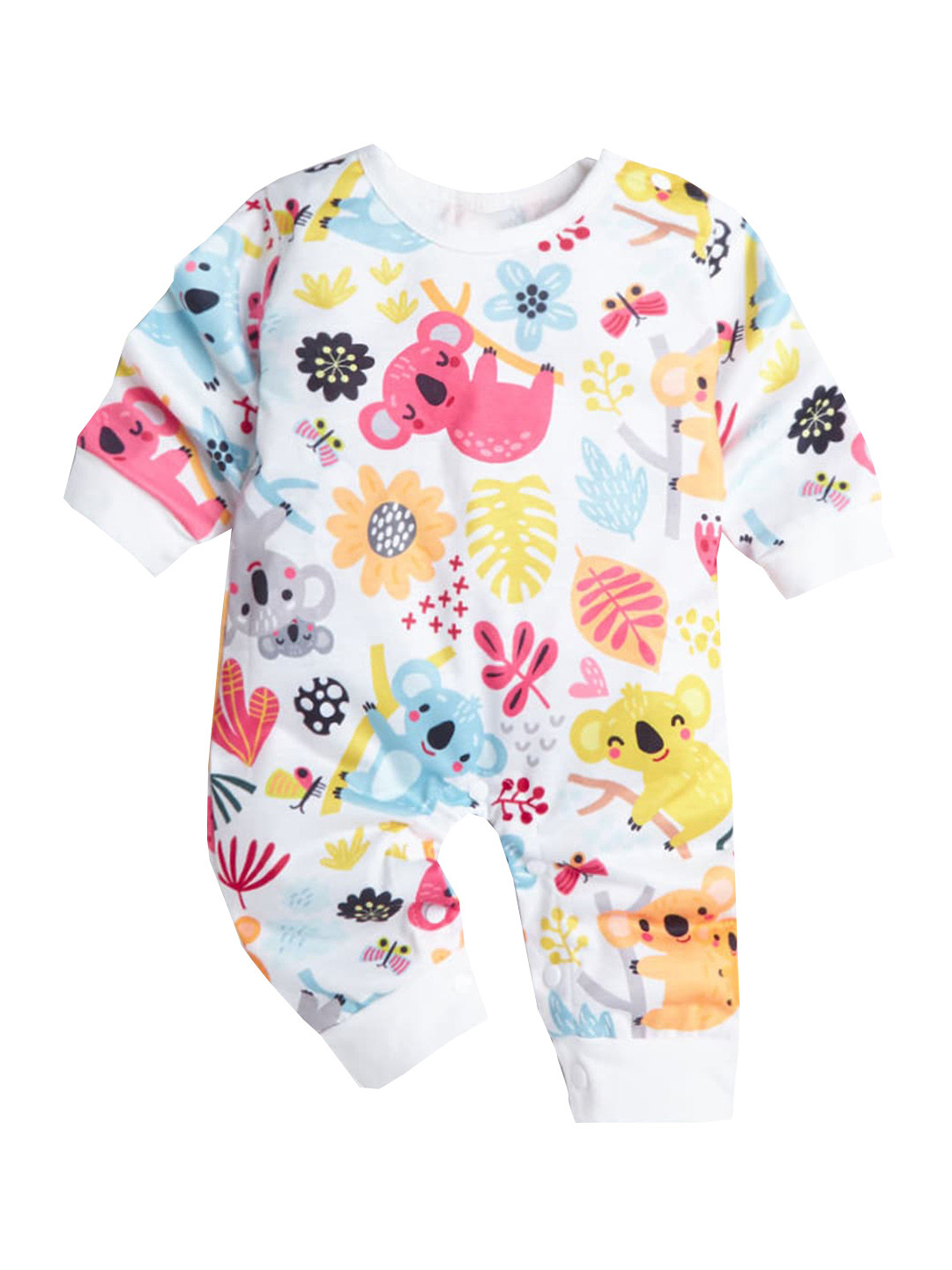 

Hopscotch Infant Kids White & Pink Printed Romper
