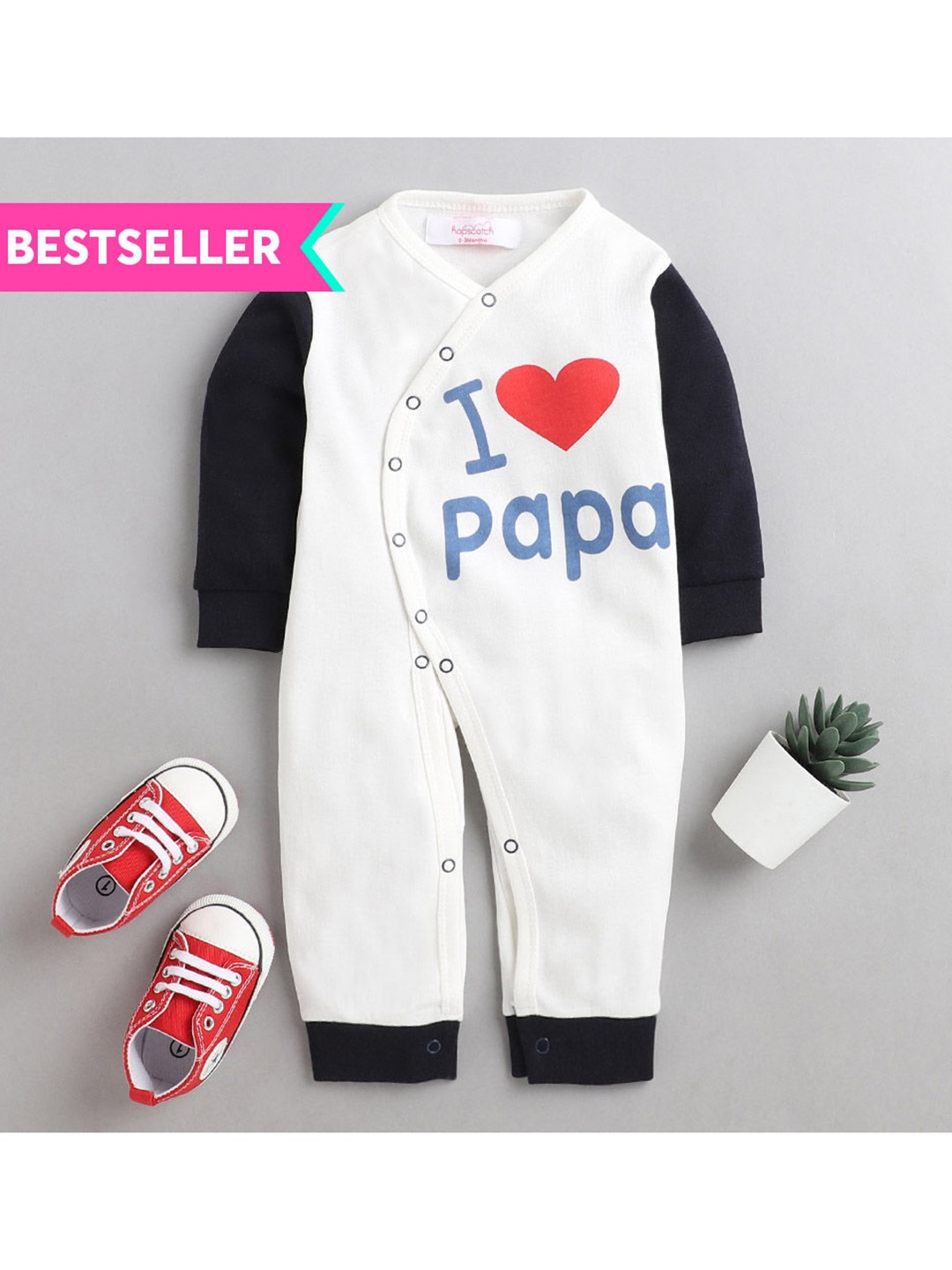 

Hopscotch Infant Kids Blue & White Printed Pure Cotton Rompers