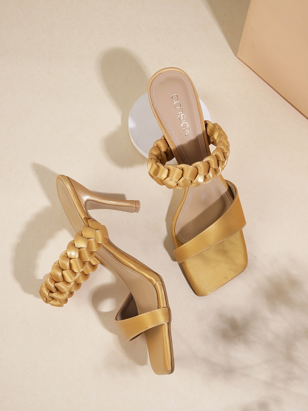 

CORSICA Women Woven Design Slim Heels, Yellow