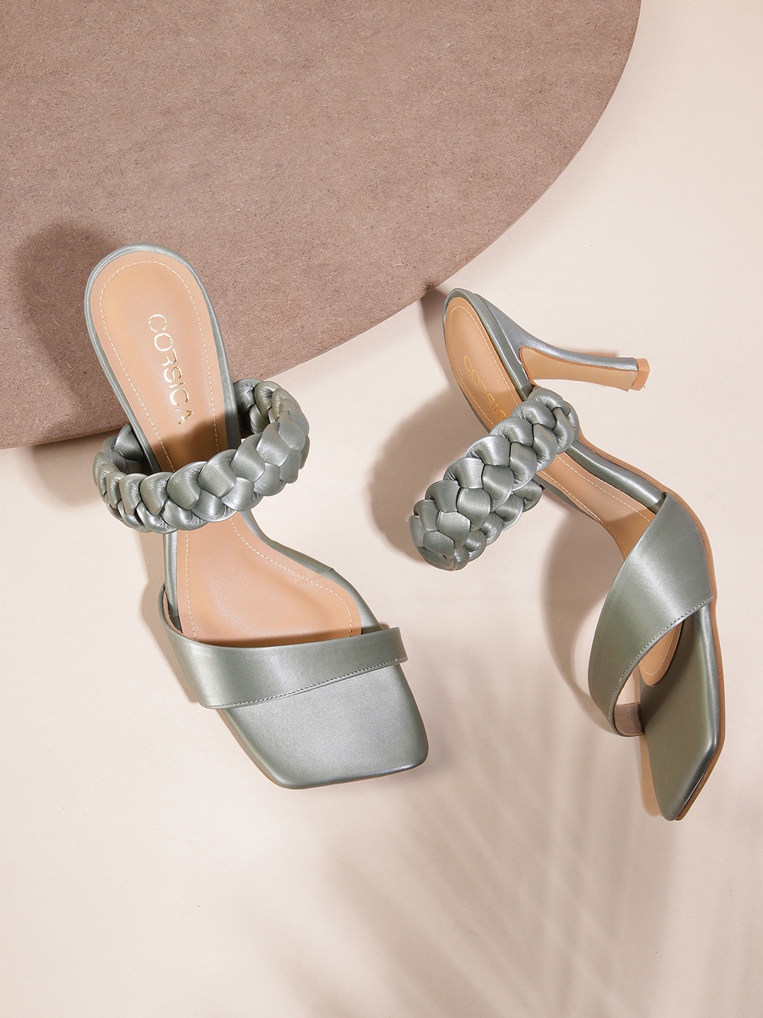 

CORSICA Women Woven Design Slim Heels, Green