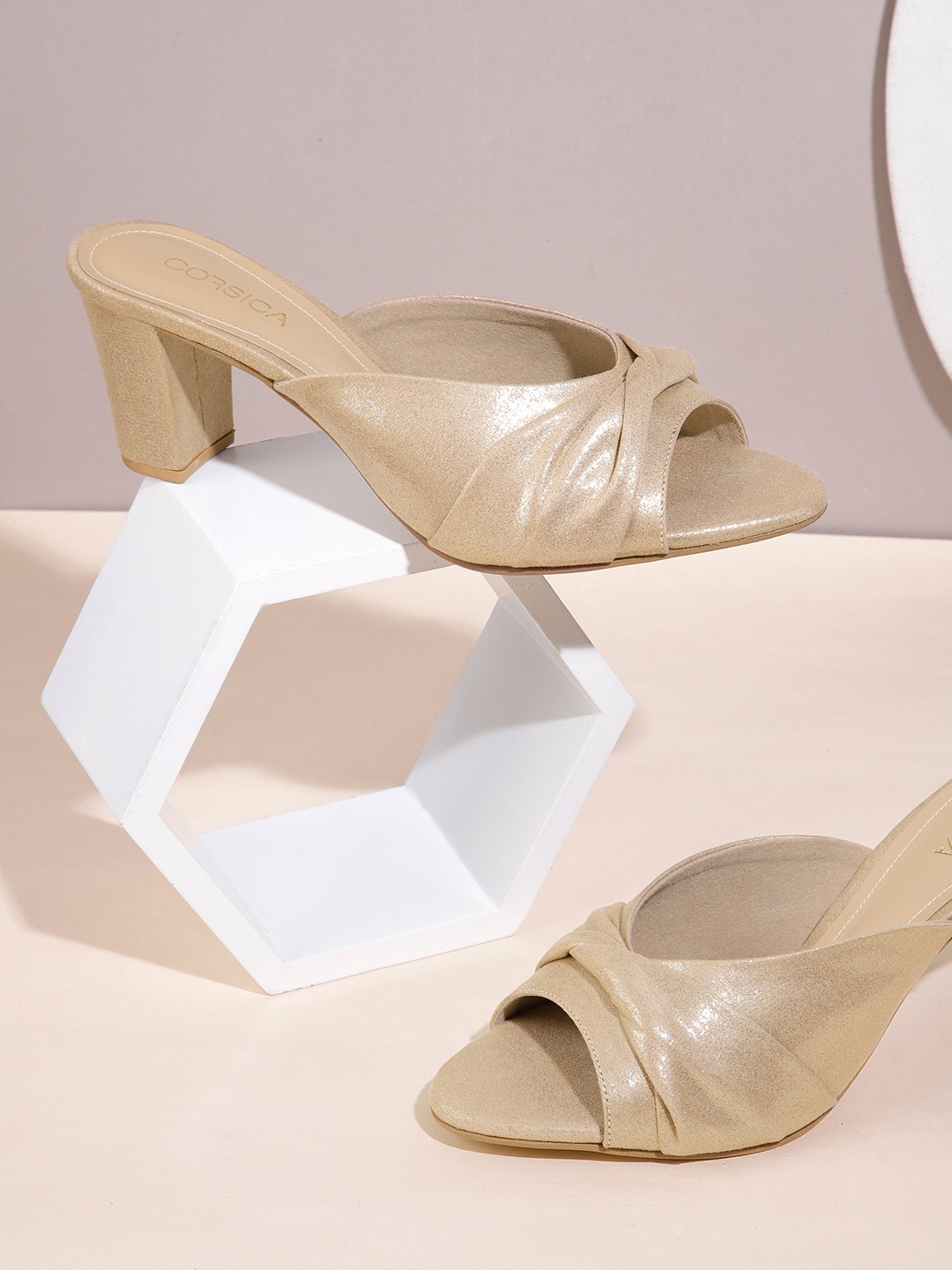 

CORSICA Block Heel Sandals, Gold