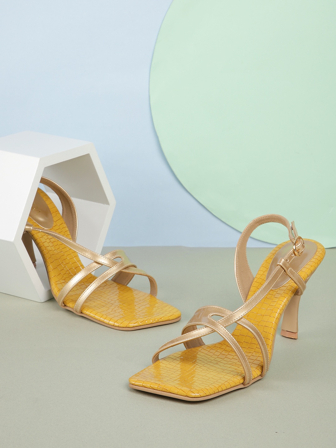 

CORSICA Women Gold-Toned Solid Handcrafted Slim Heels