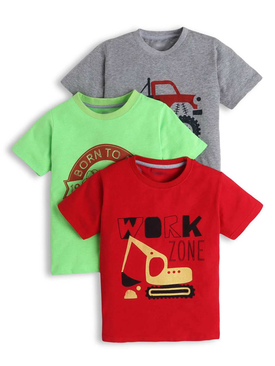 

Hopscotch Boys Pack Of 3 Printed Cotton T-shirt, Red