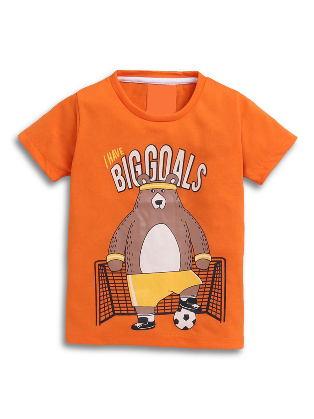 

Hopscotch Boys Orange & Brown Printed T-shirt