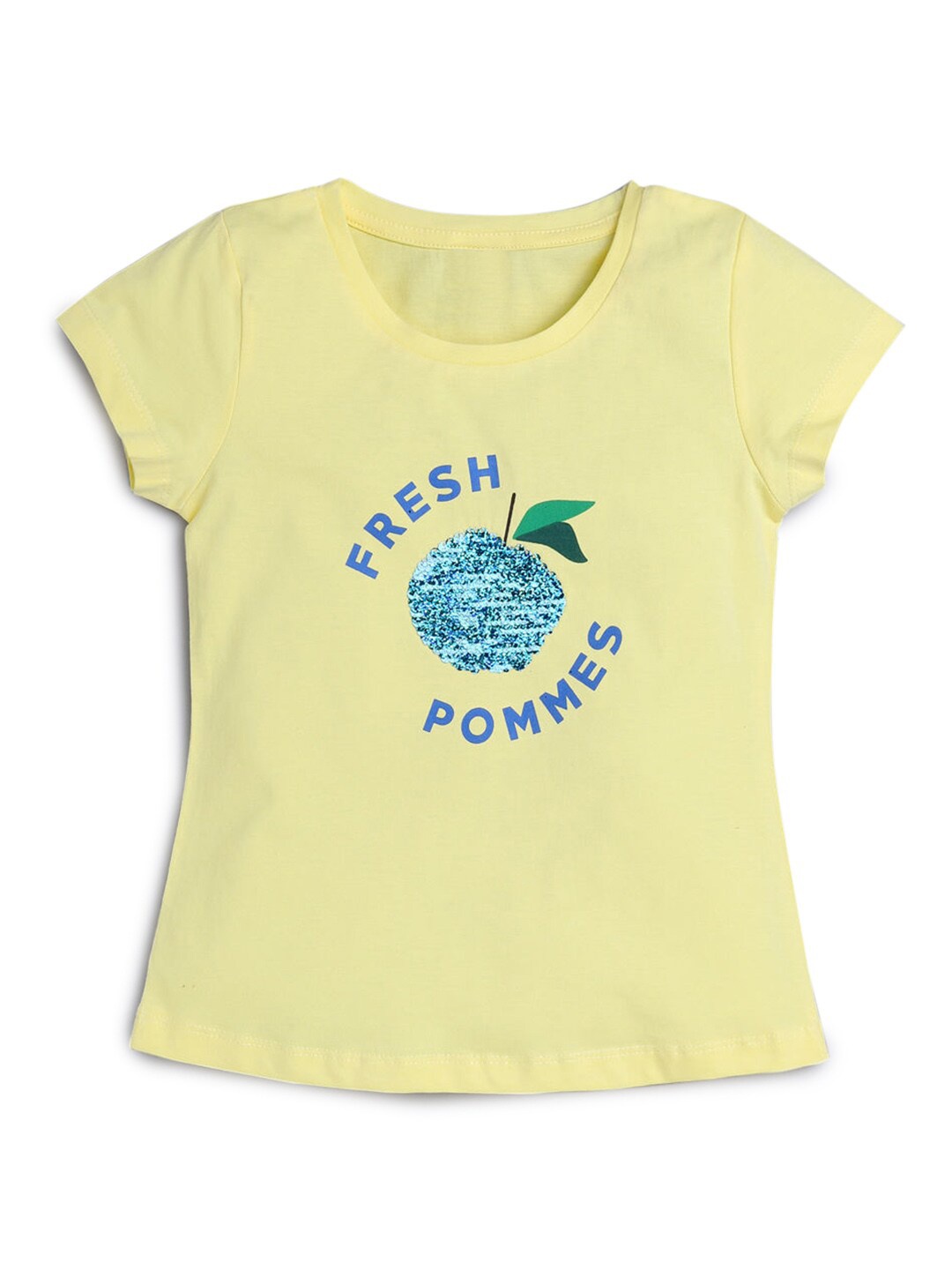 

Hopscotch Girls Yellow Graphic Printed T-shirt