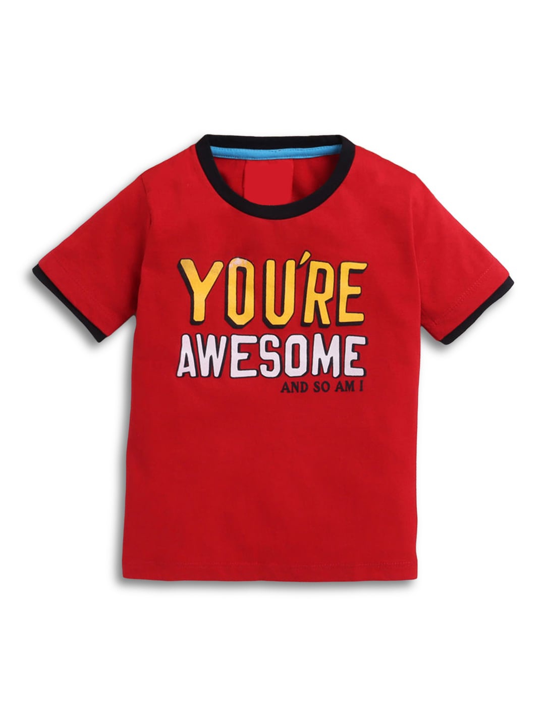 

Hopscotch Boys Red Typography Printed T-shirt