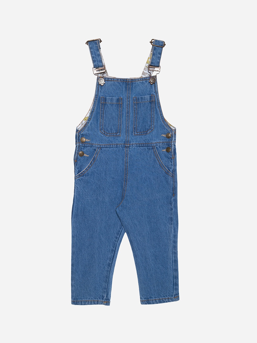 

Jungleebilli Kids Blue Solid Denim Dungarees