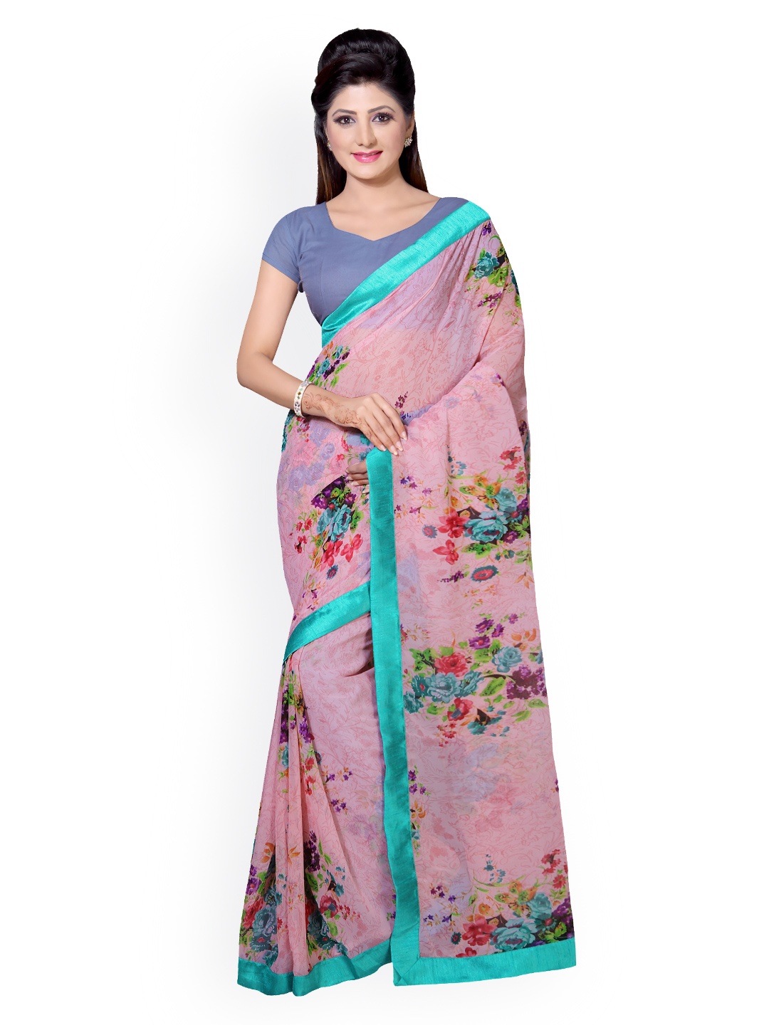 

Saree mall Pink Floral Print Saree