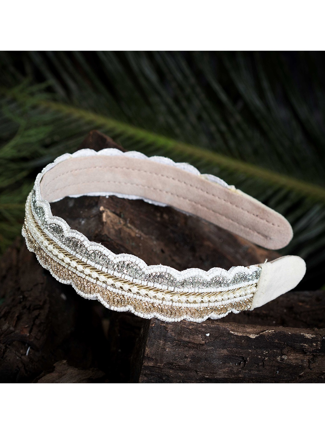 

D'oro Women Gold-Toned & Silver-Toned Embellished Hairband