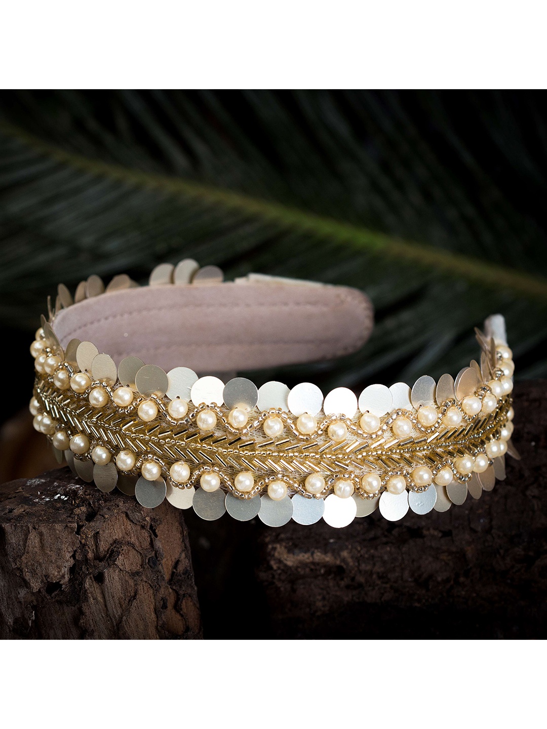 

D'oro Women Peach-Coloured Embellished Hairband