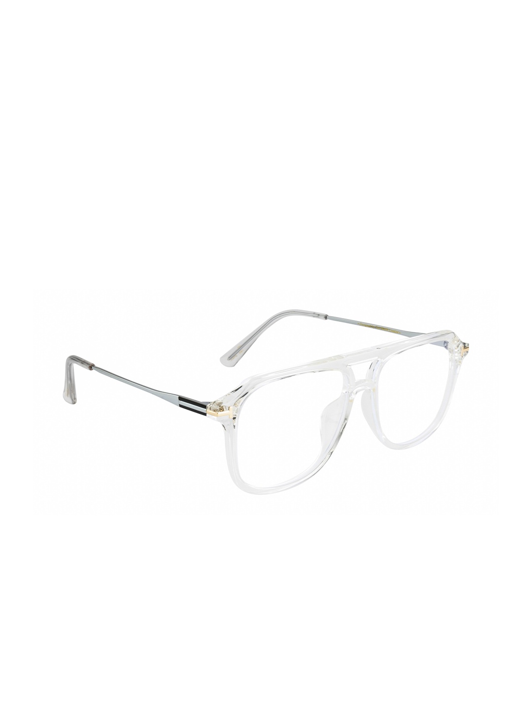 

Ted Smith Unisex Transparent & White Full Rim Aviator Frames TSI-B005_CRY