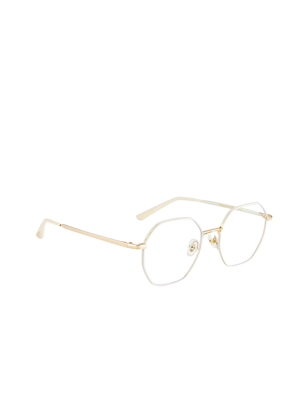 

Ted Smith White & Gold-Toned Full Rim Wayfarer Frames