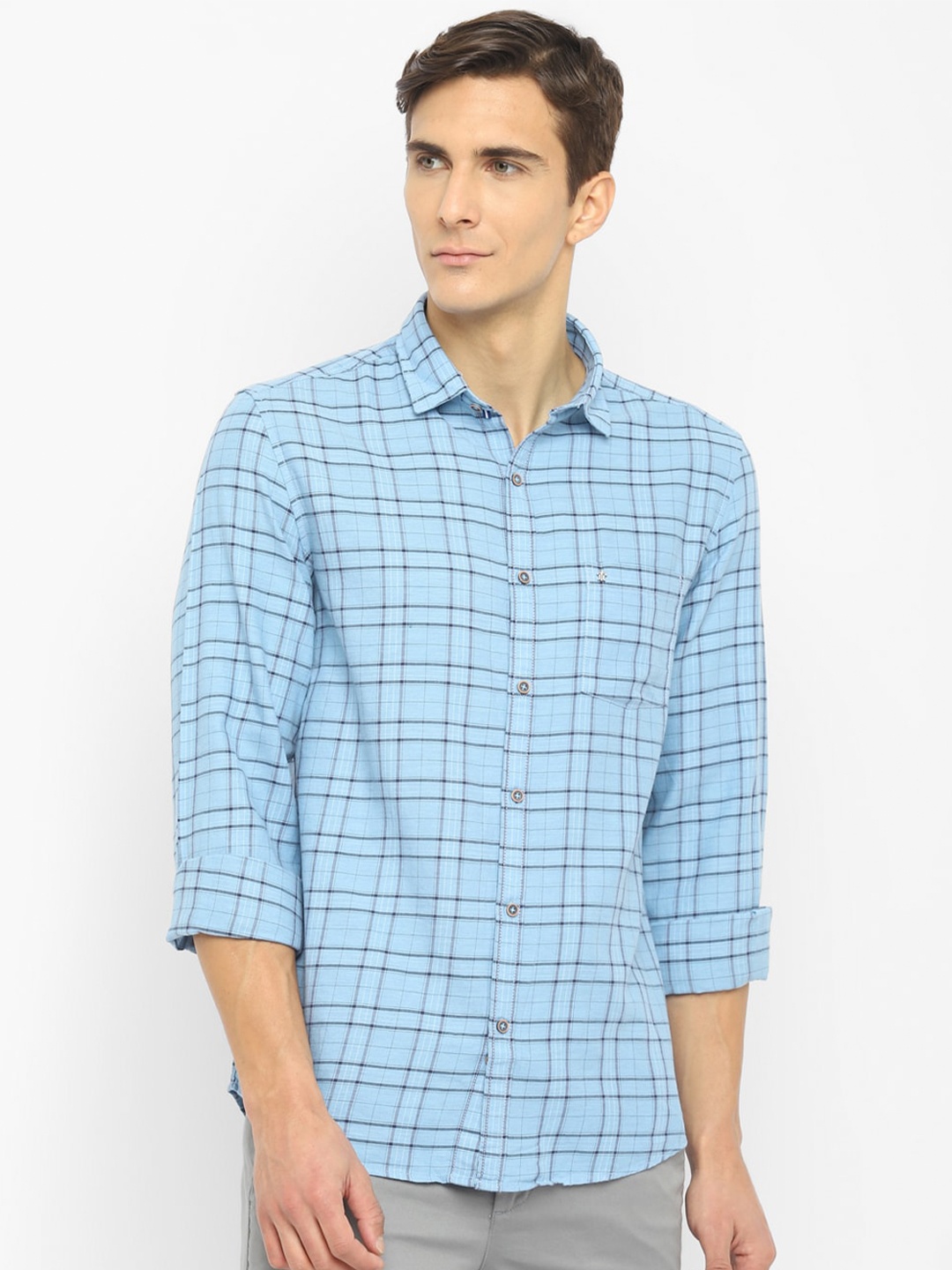 

Turtle Men Blue Slim Fit Checked Cotton Casual Shirt