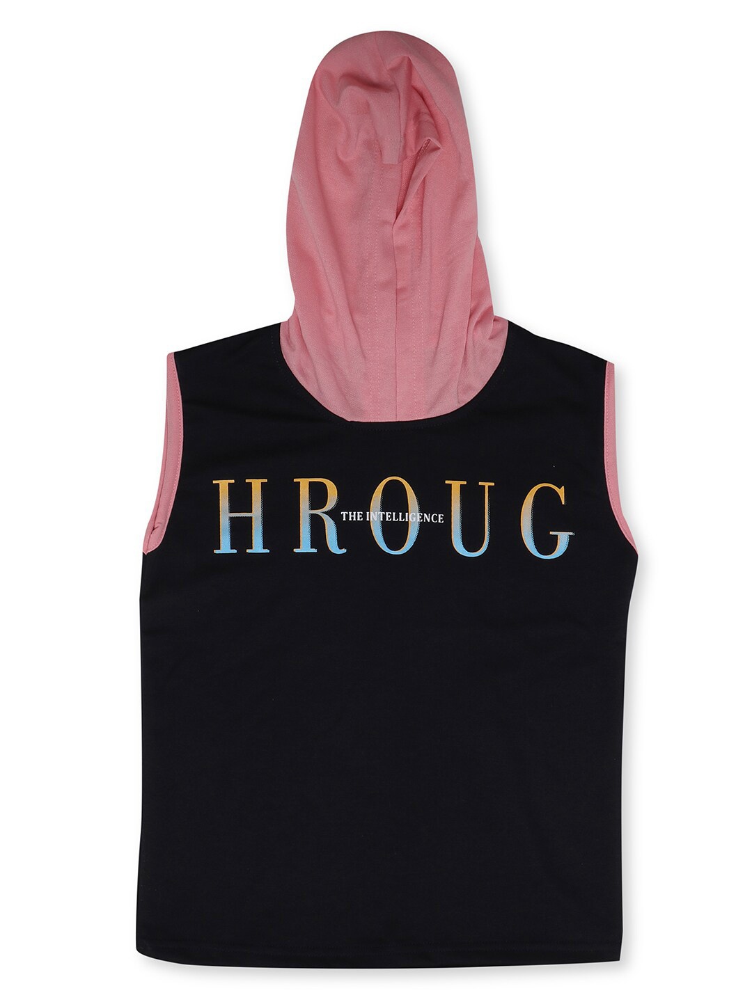 earth conscious Boys Pink & Black Typography Printed T-shirt