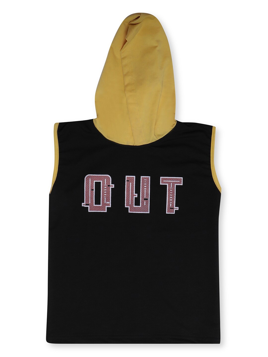 

earth conscious Boys Yellow & Black Typography Printed T-shirt